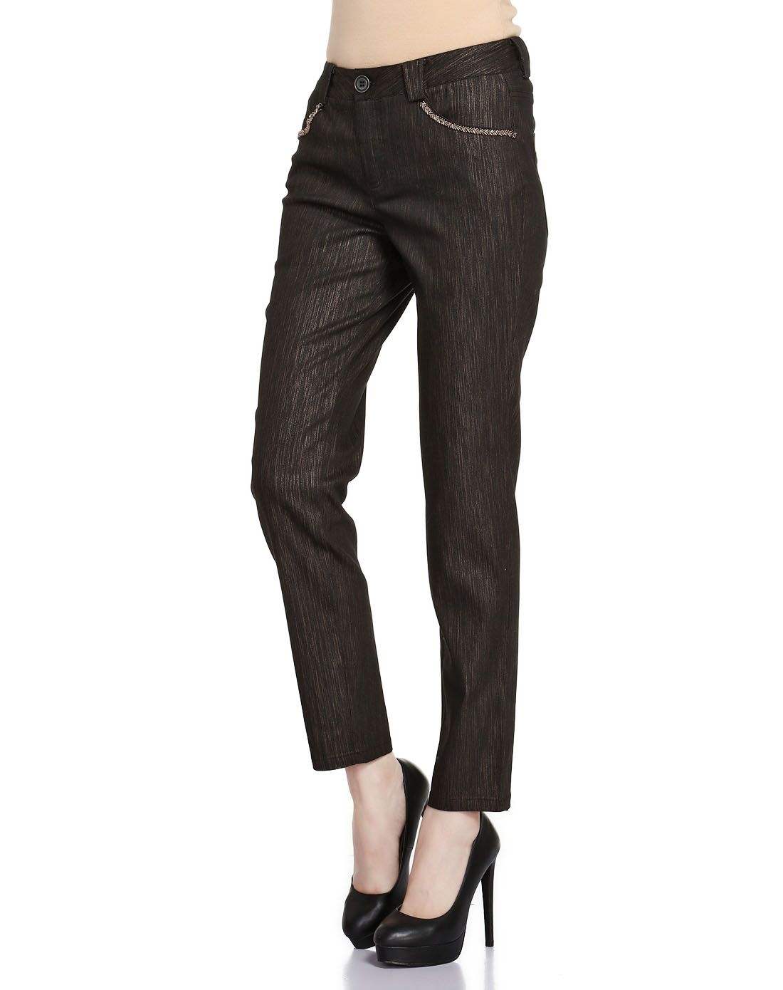 咖啡色亮丽时尚百搭休闲裤