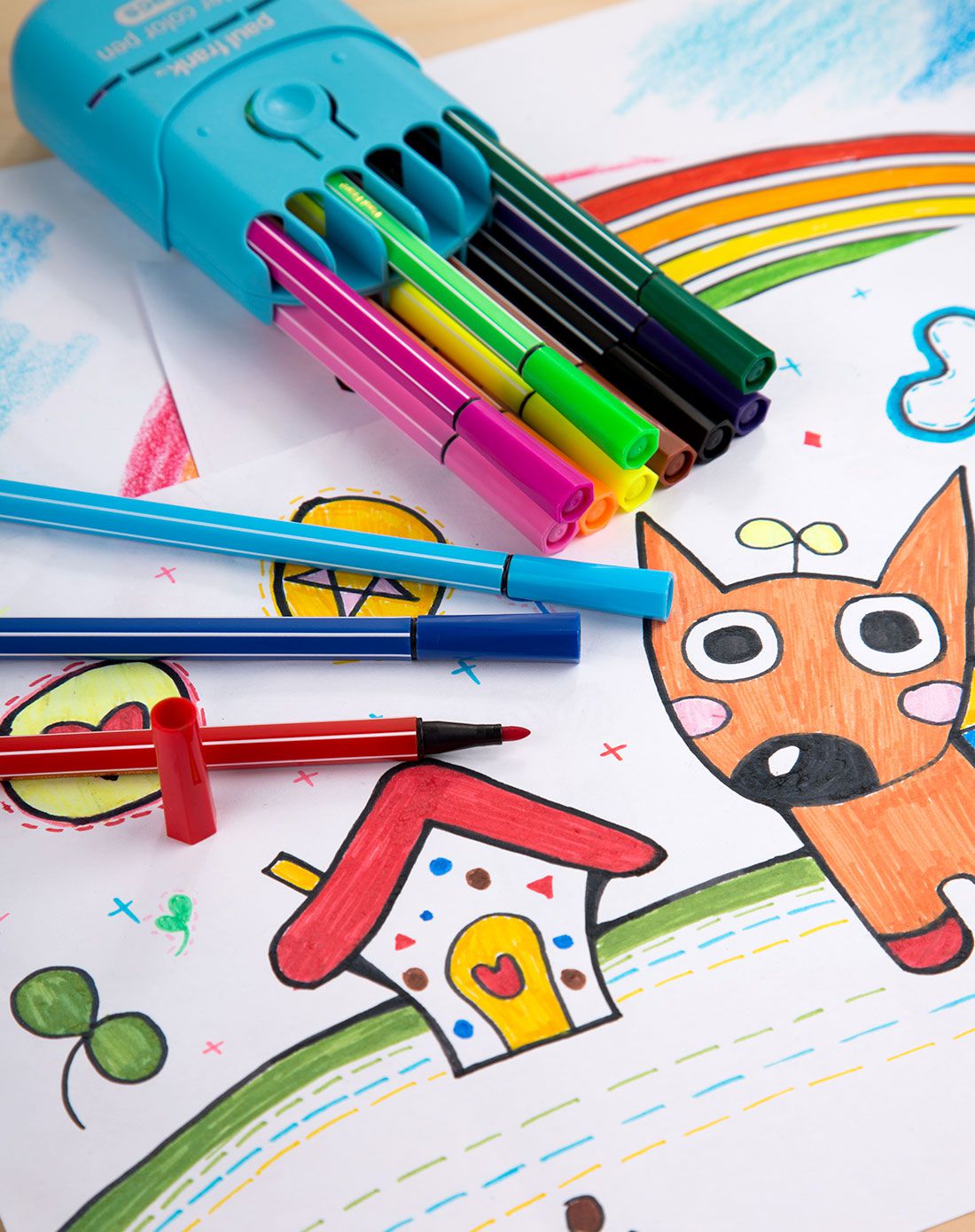 【3件起售】大嘴猴儿童卡通12色筒装水彩笔-蓝色