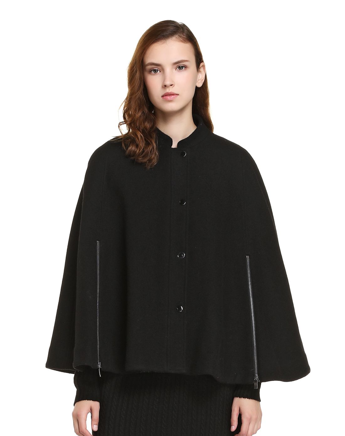 黑色摩登个性斗篷式外套