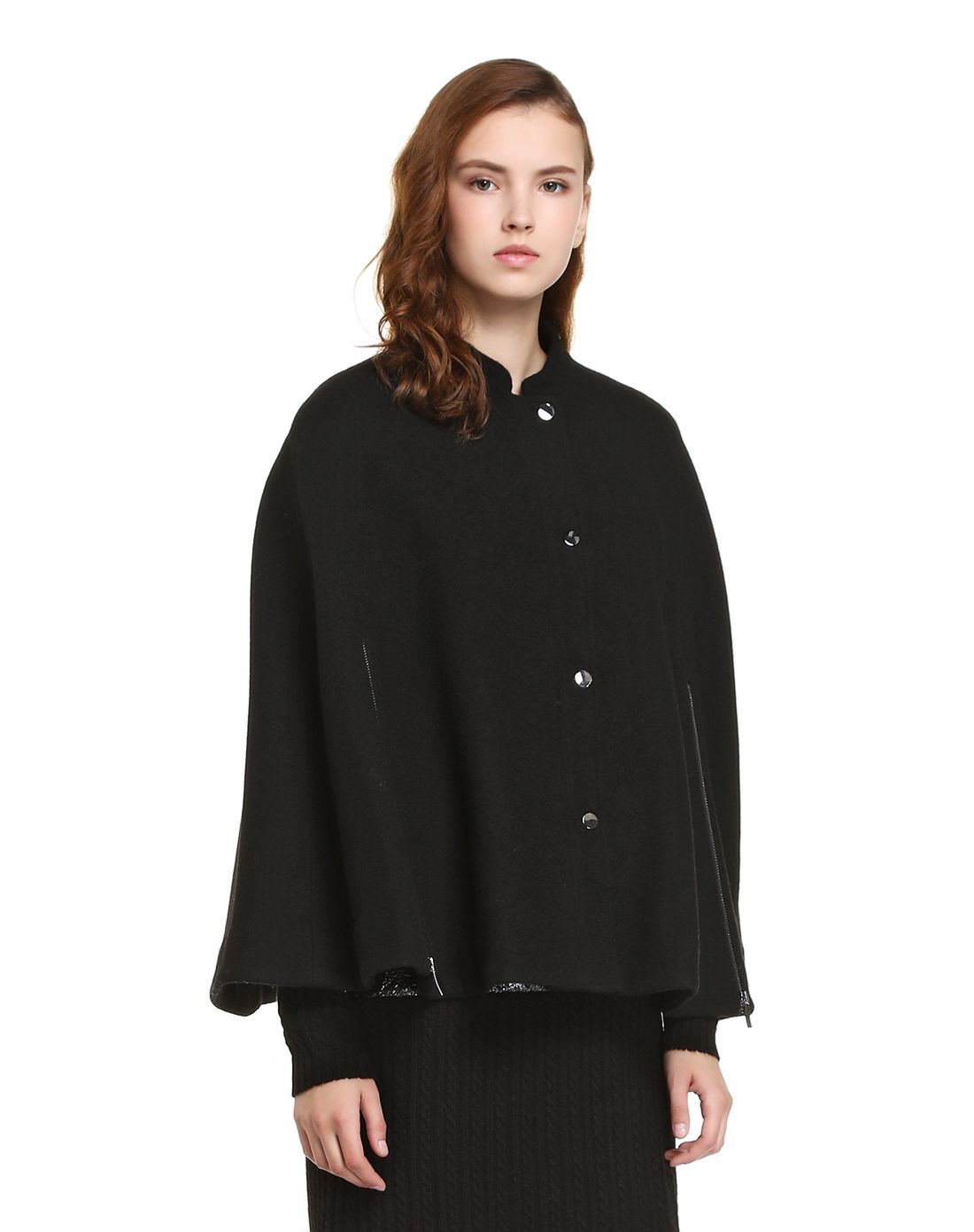 黑色摩登个性斗篷式外套