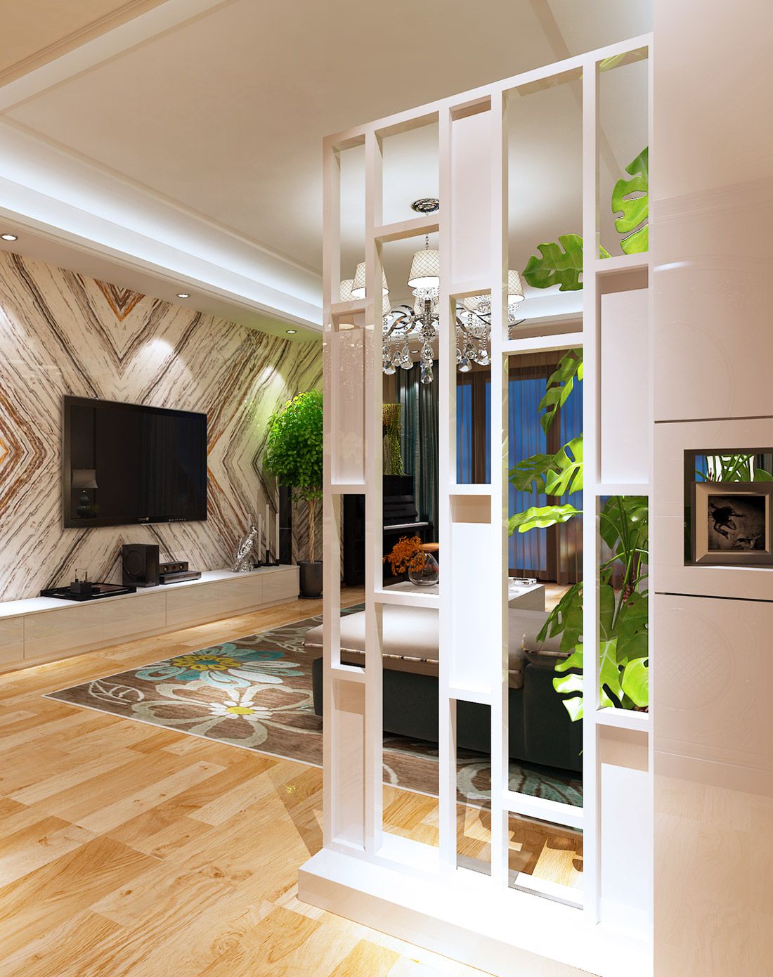 简约创意屏风 客厅镂空隔断 时尚玄关置物架