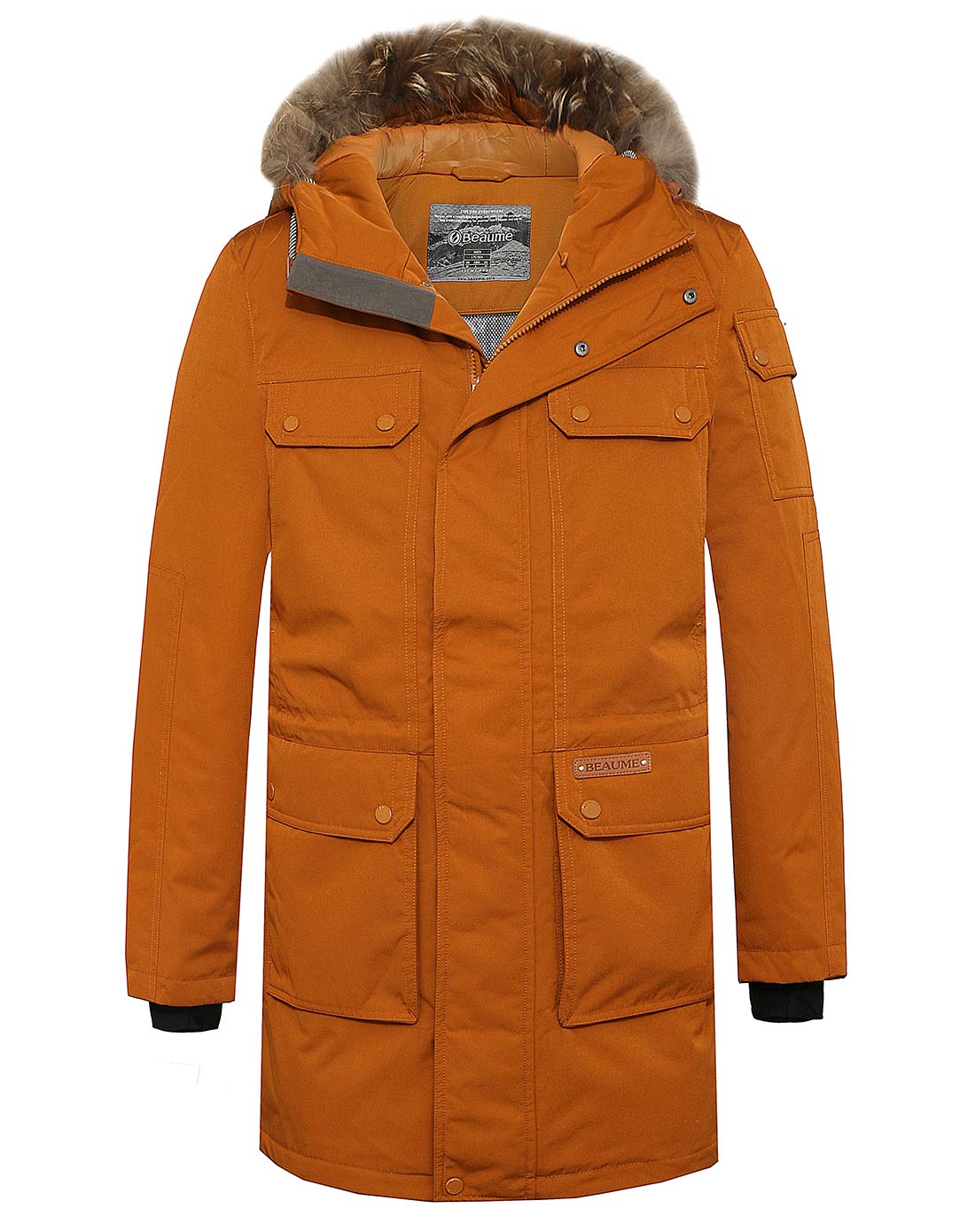 宝美beaume 防风保暖 男款深栗色羽绒服 蓄热鸭绒