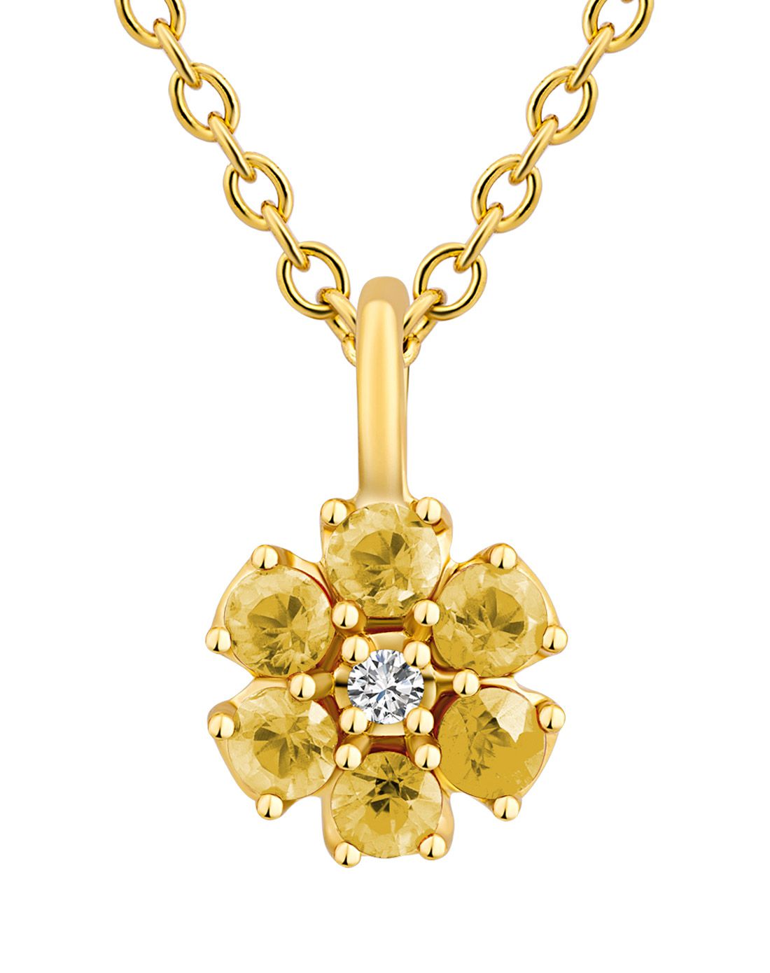 潮宏基 明黄 黄18k金精灵石坠链