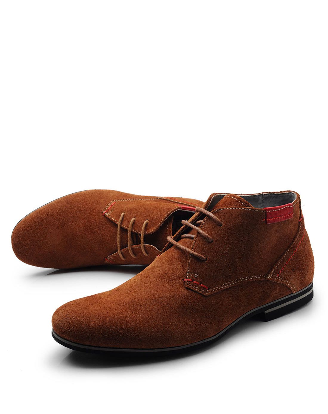 驼色反绒牛皮欧版简约单里透气男短靴