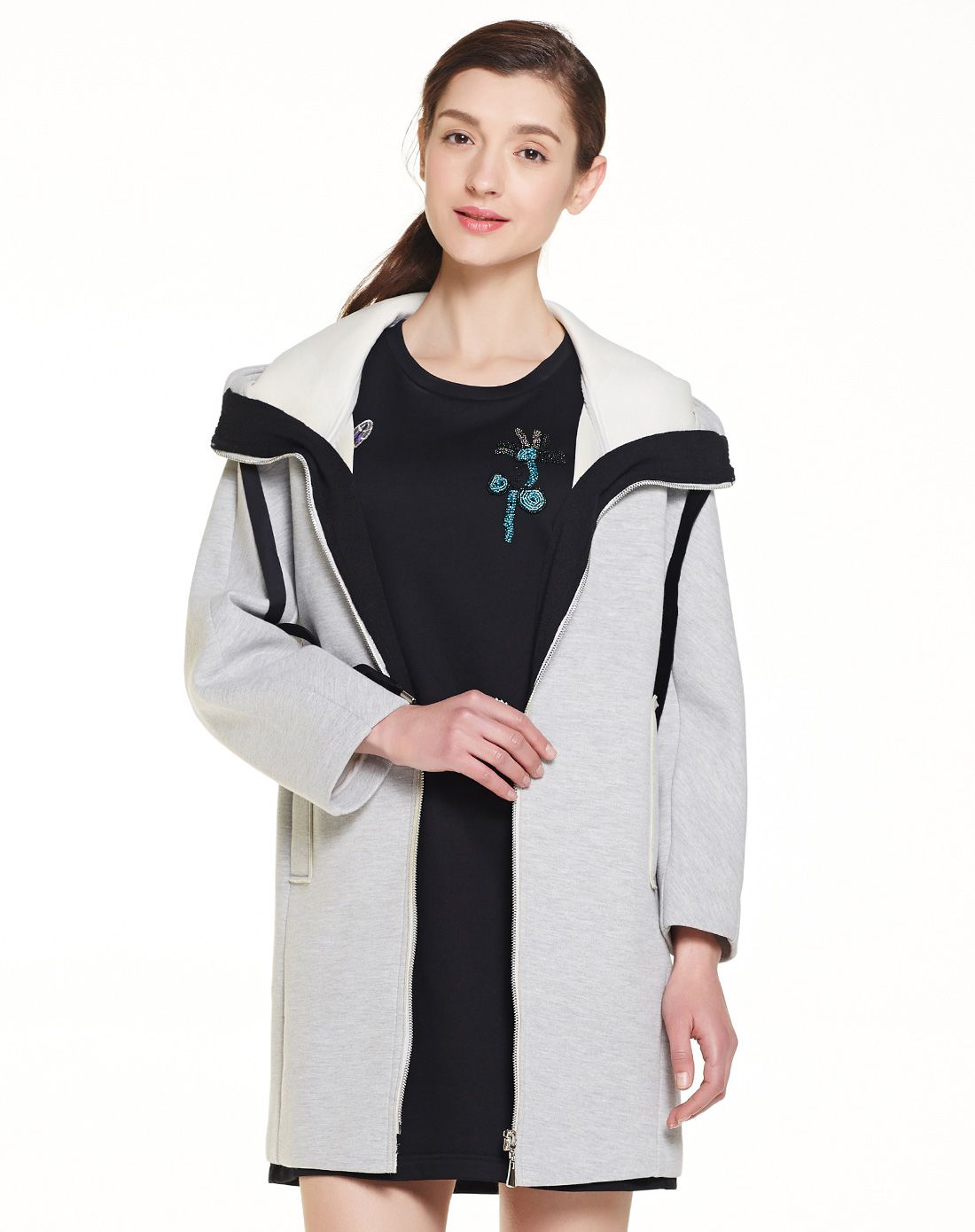 连帽空气棉风衣外套