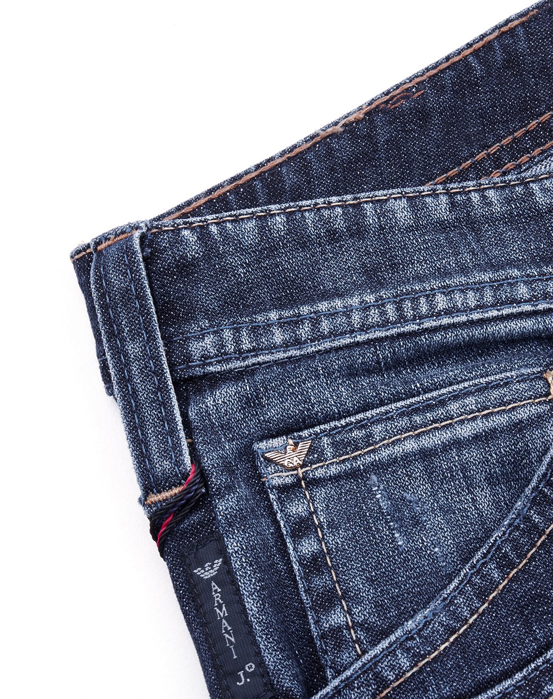 armani jeans女款藏蓝色车缝线棉质牛仔裤