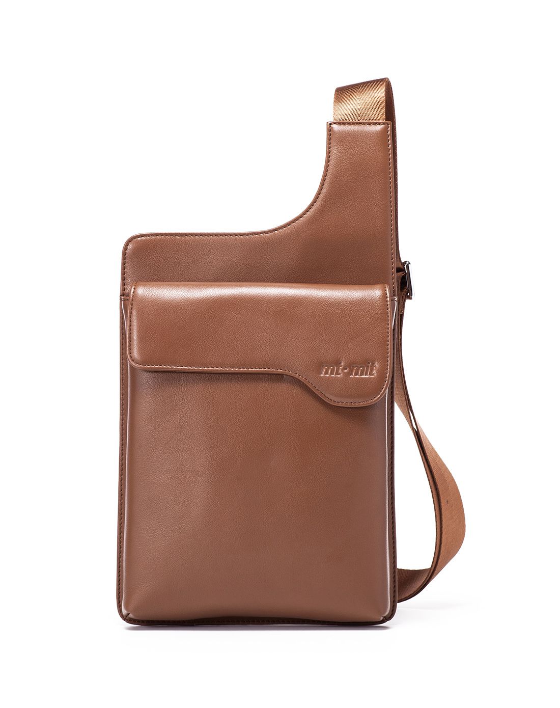 mtmit皮具男士专场 男款土黄色头层牛皮时尚休闲胸包