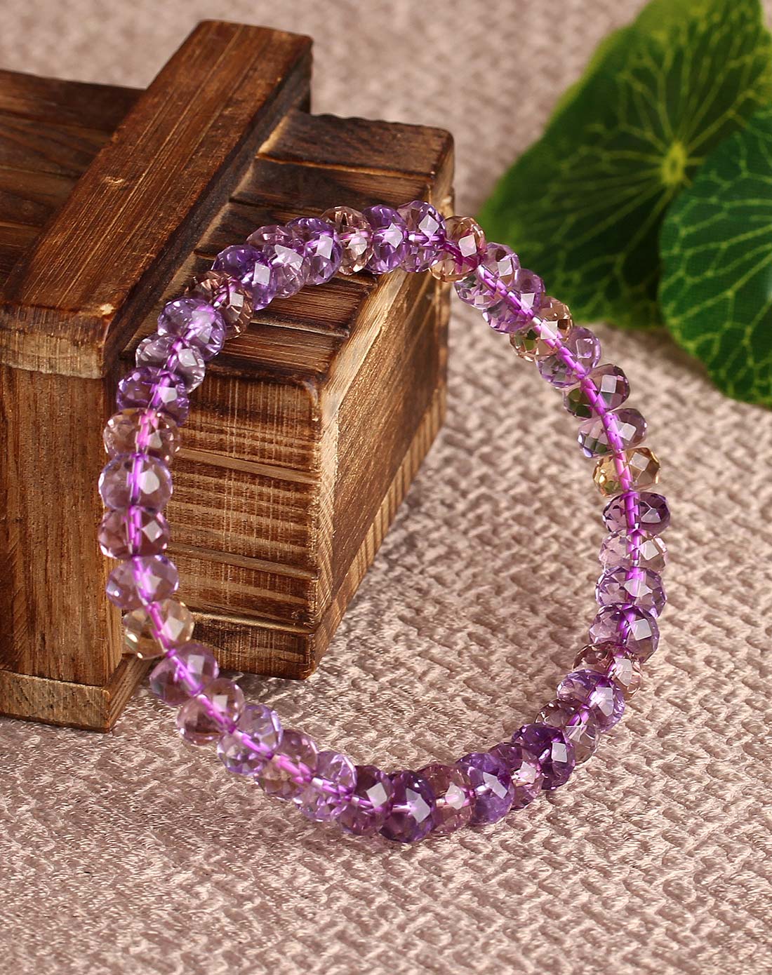 天然紫黄晶手链盘珠刻面约7-7.5mm单圈