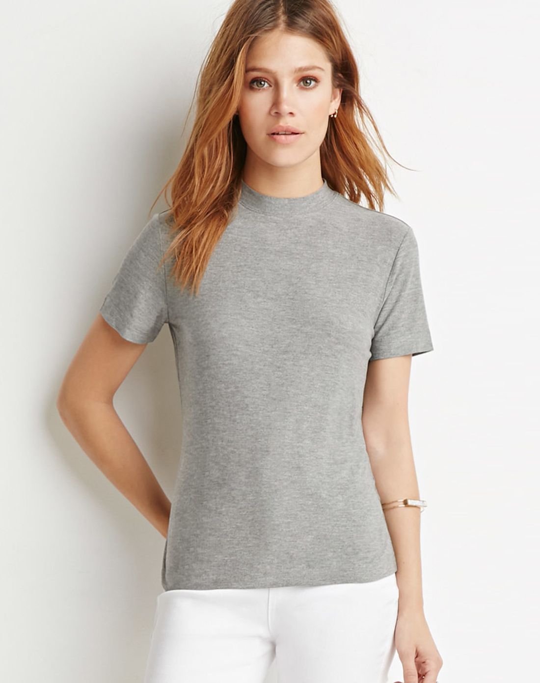 bis基本款简约小高领短袖t恤