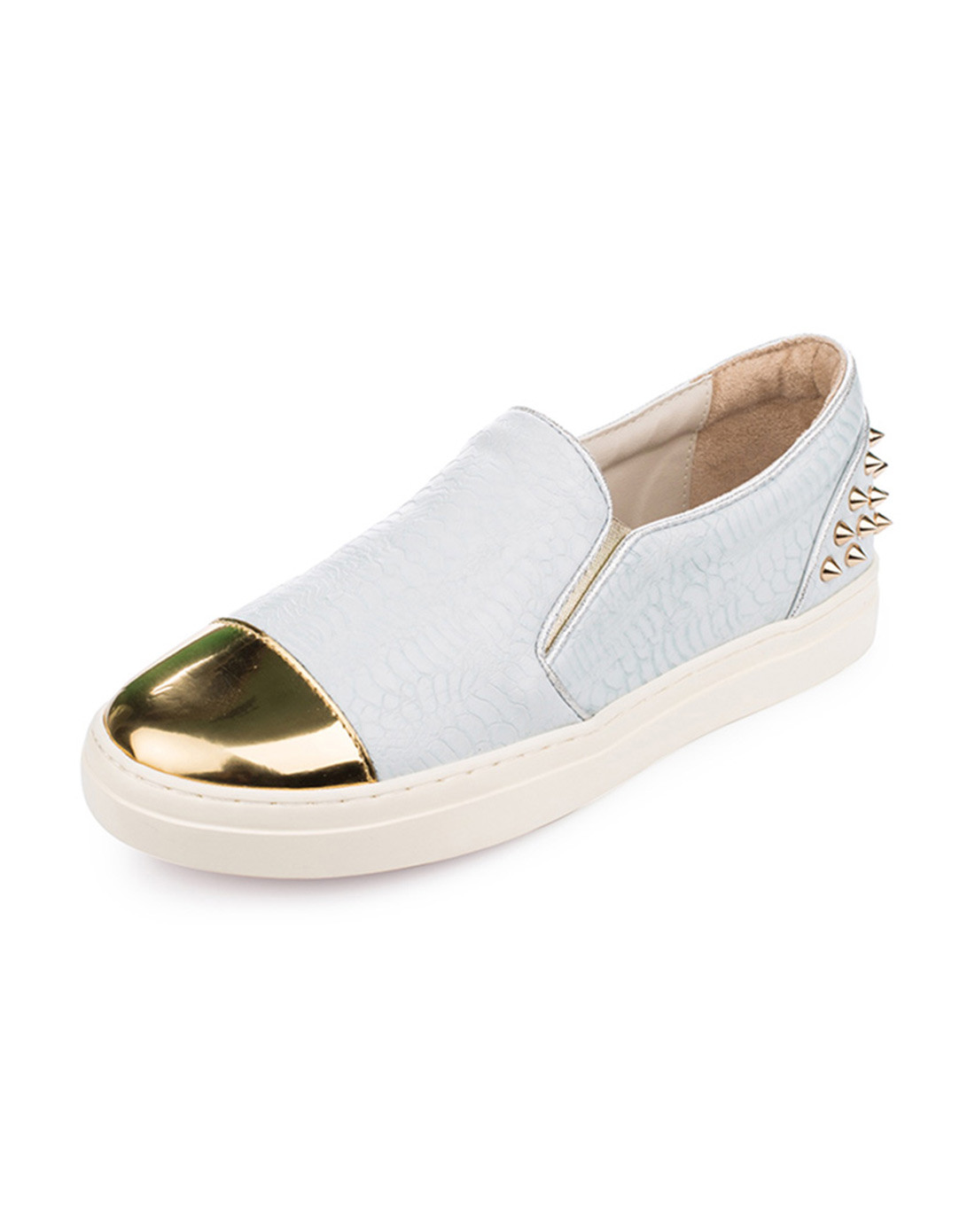 estate浅蓝色蛇纹金色亮片平底单鞋 浅蓝色