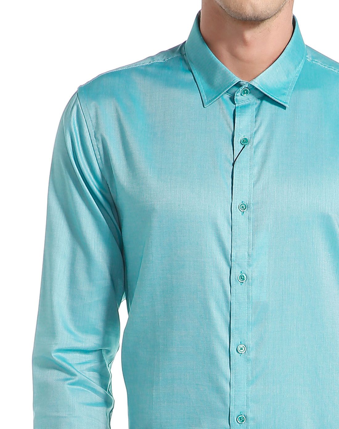 蓝绿色商务魅力长袖衬衫