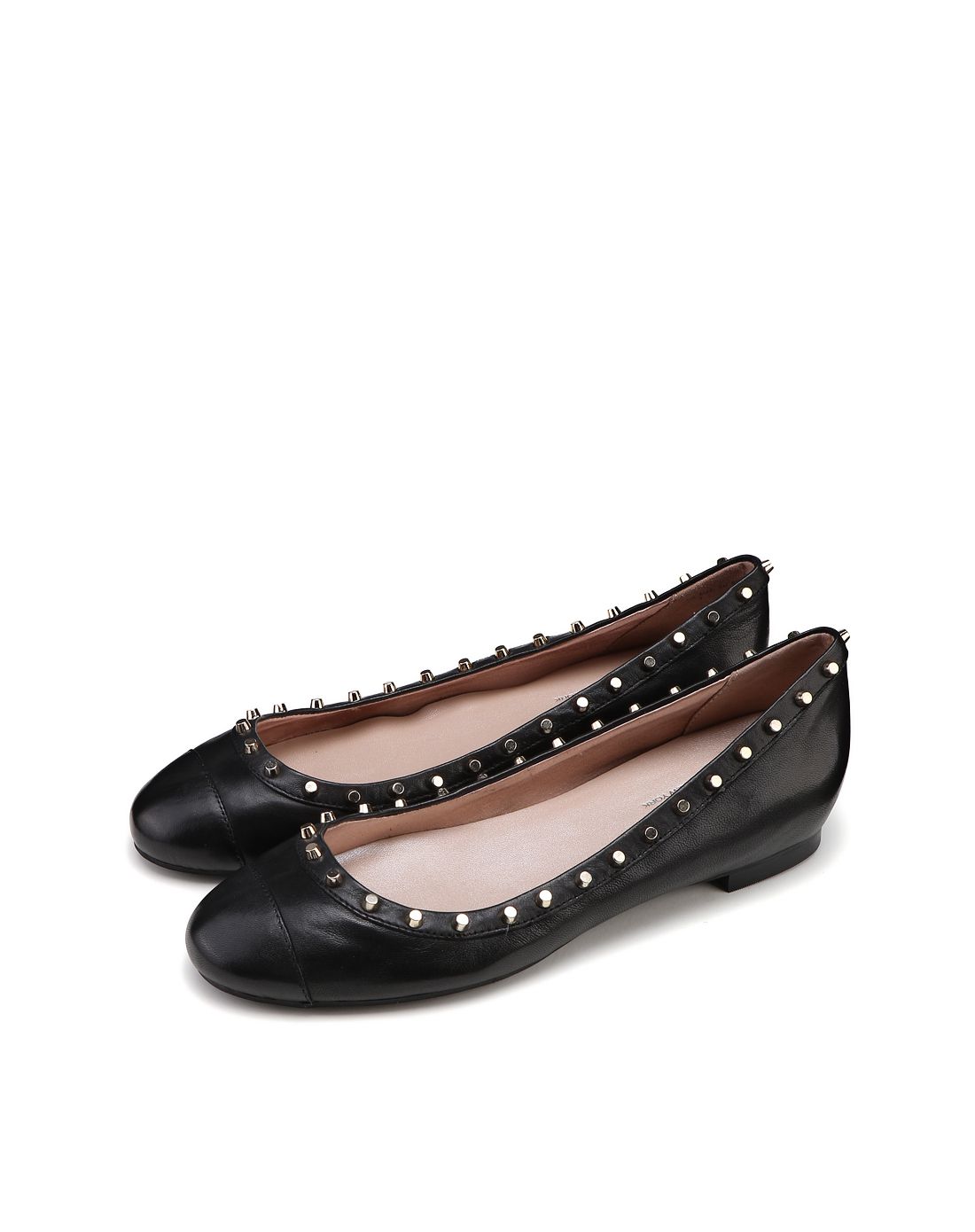 dkny女款黑色铆钉朋克风格平底休闲鞋