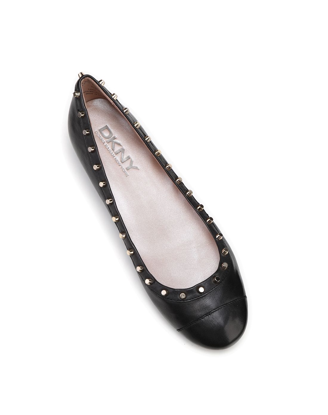 dkny女款黑色铆钉朋克风格平底休闲鞋