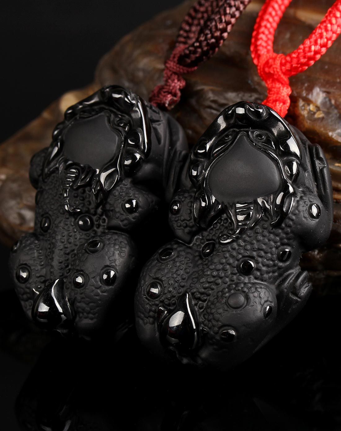 黑曜石磨砂辟邪招财斑点貔貅吊坠情侣对