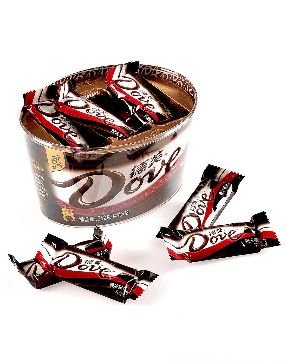 德芙香浓黑巧克力碗装252g