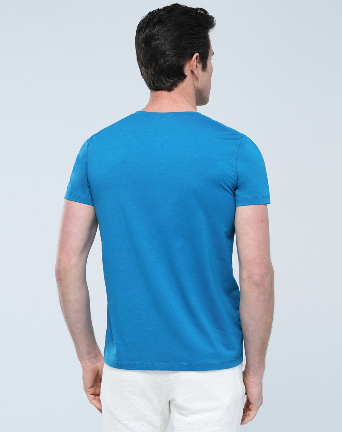 玛萨玛索masa maso湖蓝色透气天然精梳棉按扣小开领短t20088400_唯品