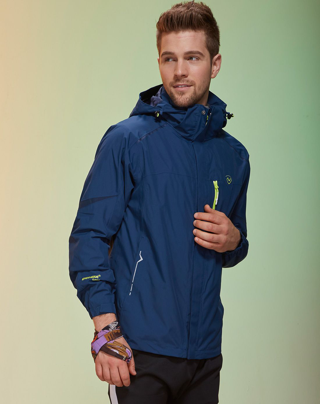 三合一 男式藏青色冲锋衣 防水透气