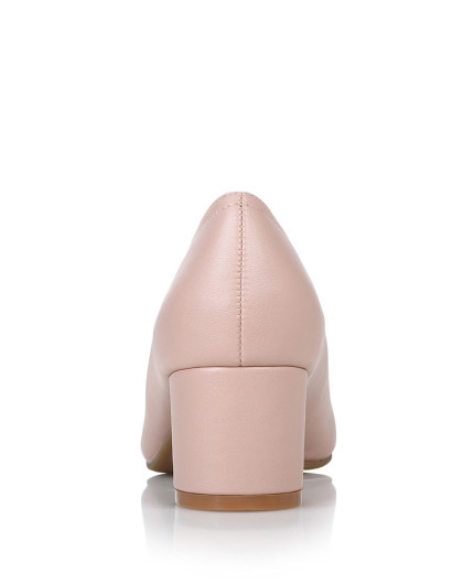 粉色-小巧蝴蝶结粗跟浅口单鞋