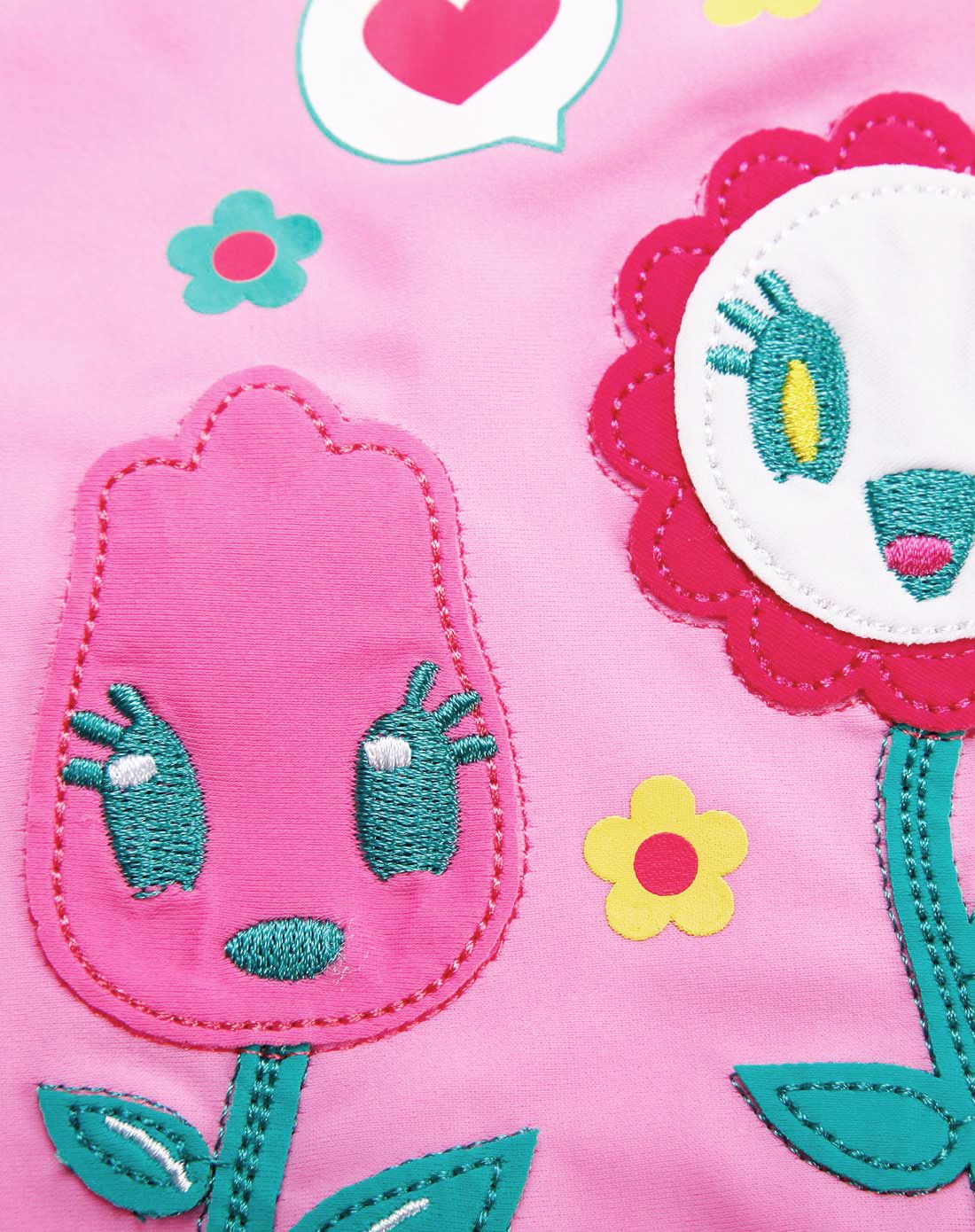 粉红可爱印花公主风女童连体泳裙