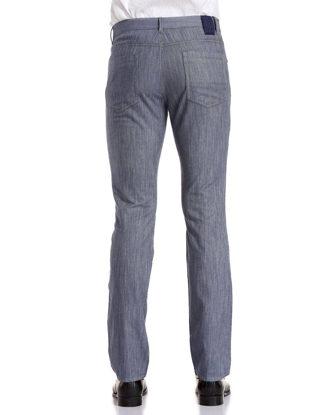 浅蓝灰色休闲简洁中腰牛仔长裤