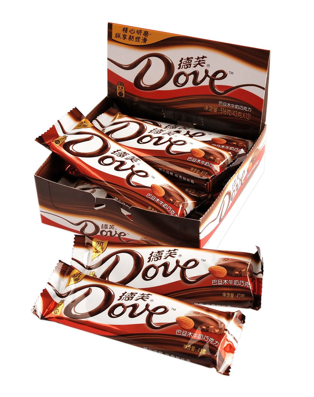 德芙巴旦木牛奶巧克力43g*12整盒