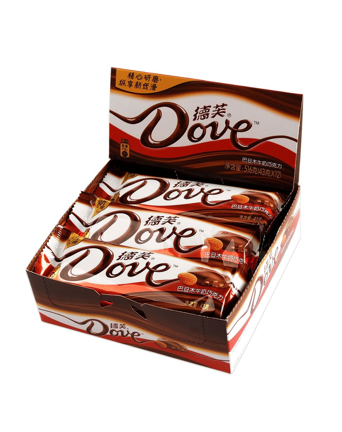 德芙巴旦木牛奶巧克力43g*12整盒