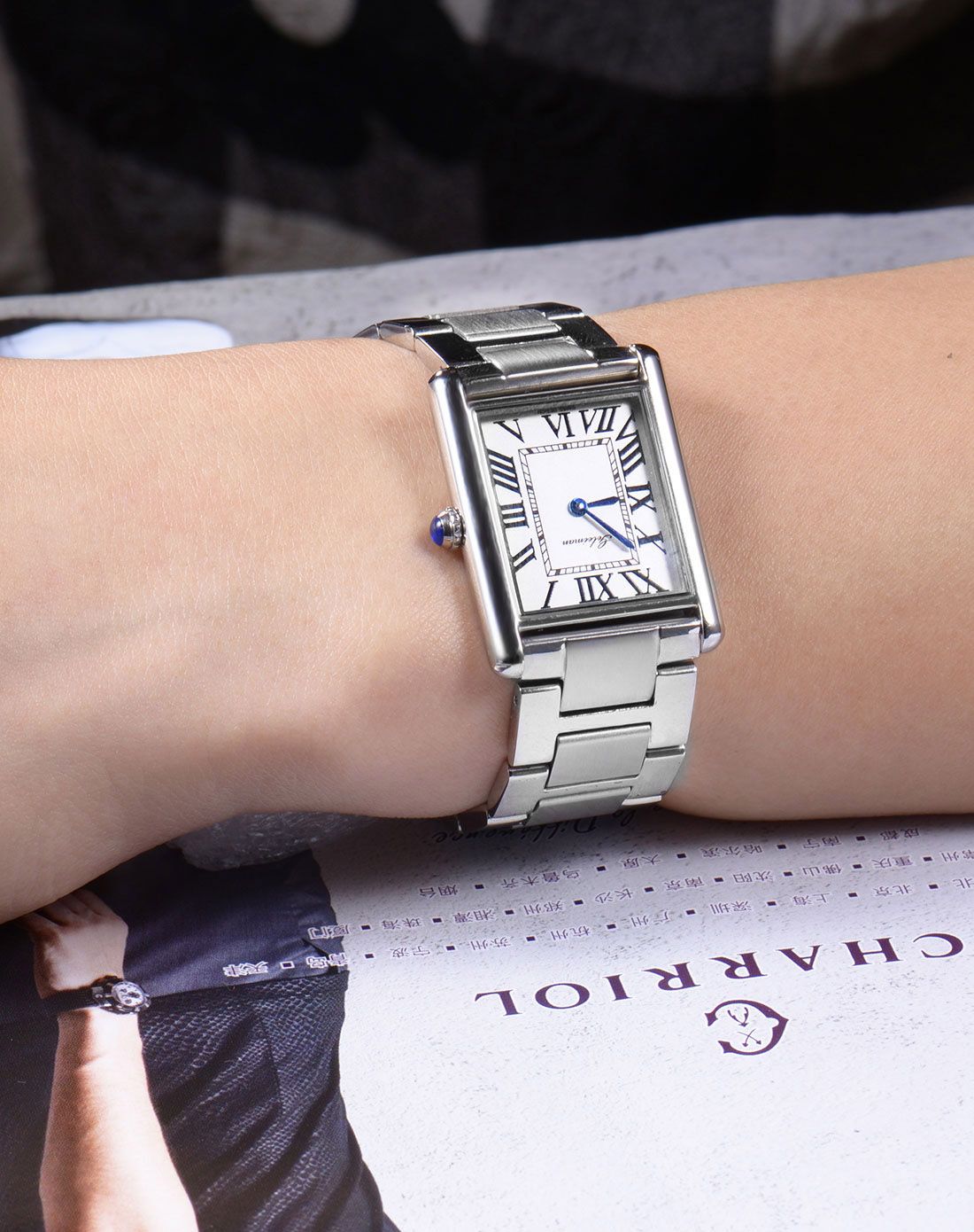 格雷曼 复古系列钢带方形女表