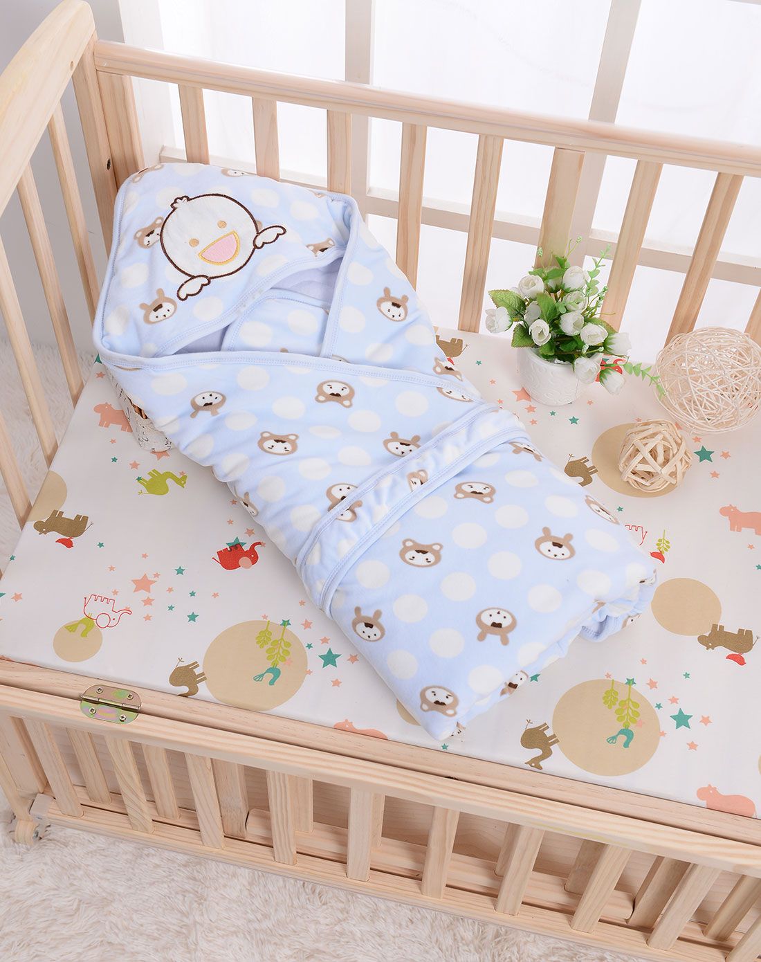 little grape母婴用品专场新生儿小白熊两用抱被(蓝色)lg511002703