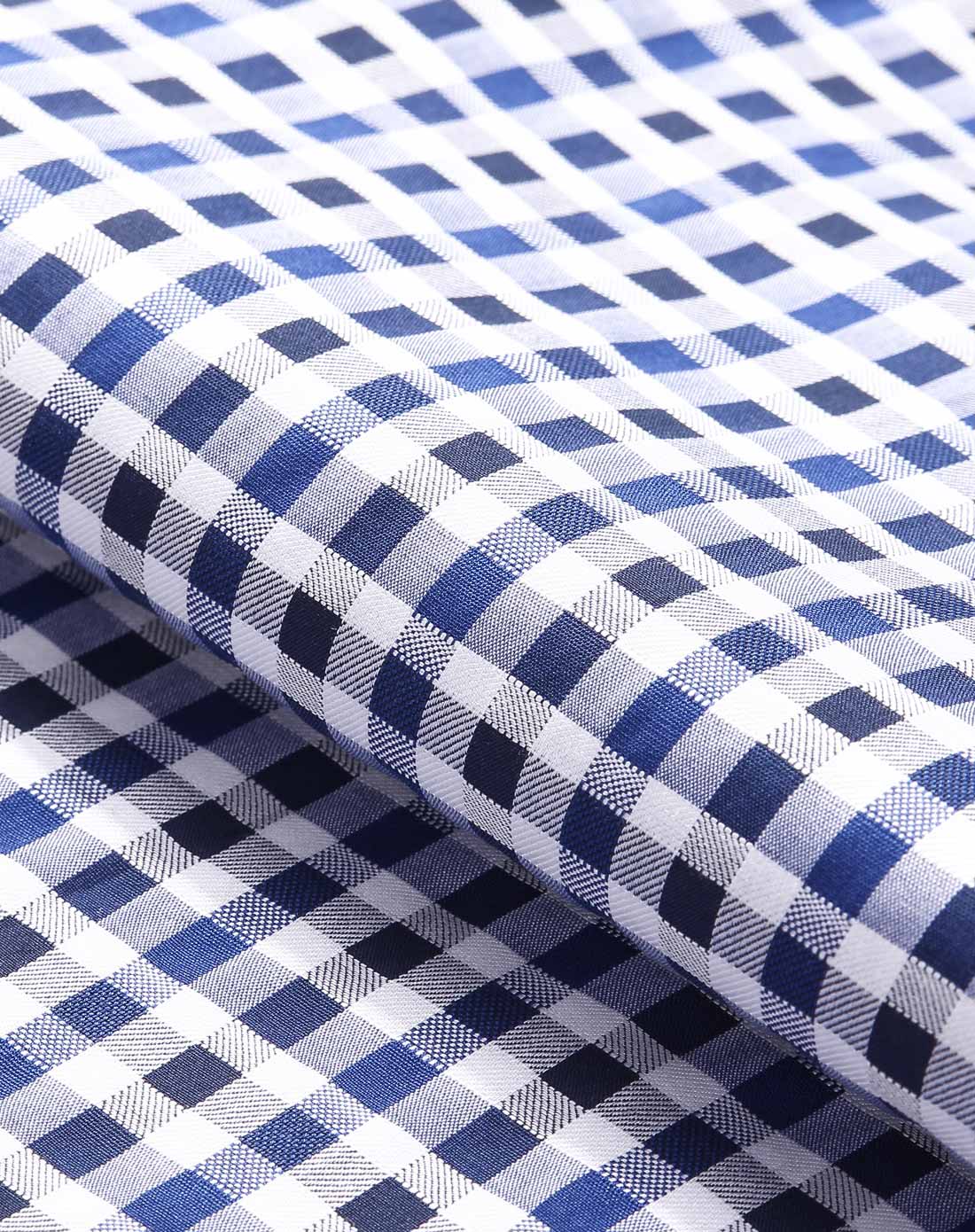 商务休闲百搭蓝白格纹长袖衬衫