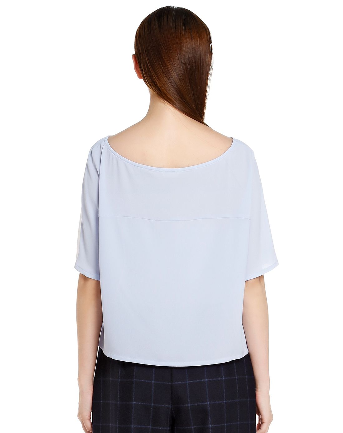 浅蓝紫/多色印花宽松短袖上衣