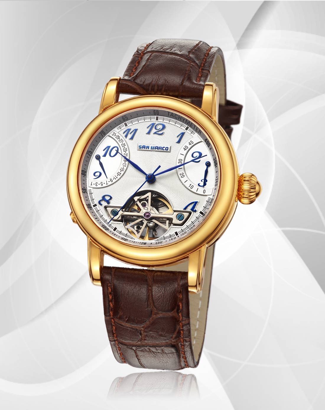 marco手表专场 > 温故怀旧金色飞陀机械男表