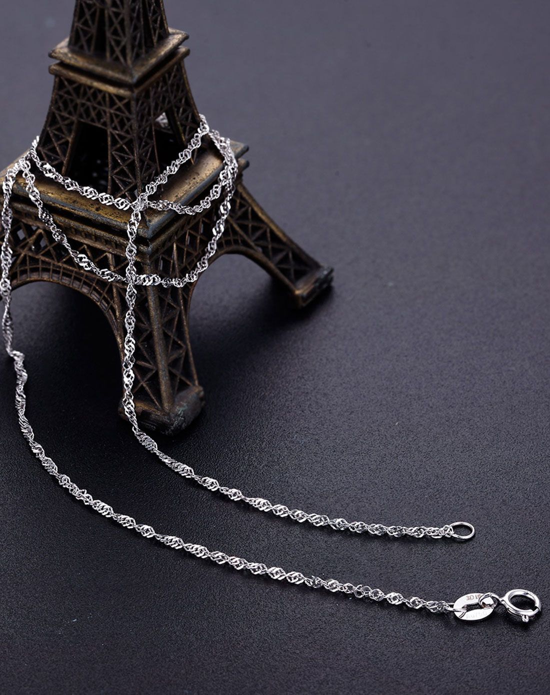 18k金k白水波纹项链16寸女款(定价)