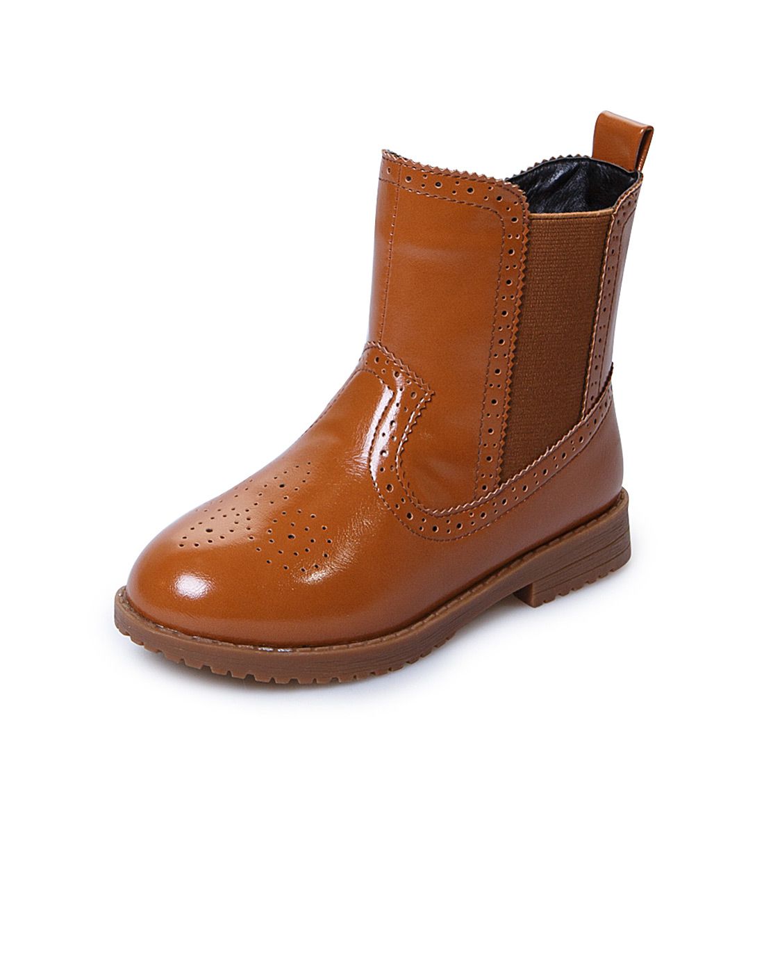 女童驼色真皮英伦风马丁靴