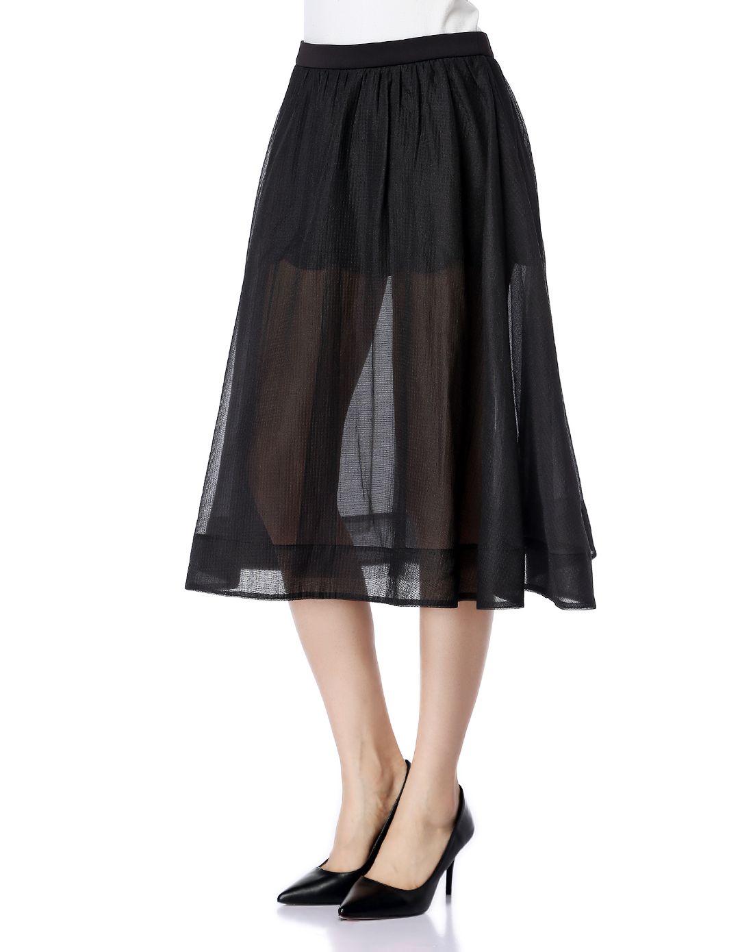 黑色素雅时尚裙裤