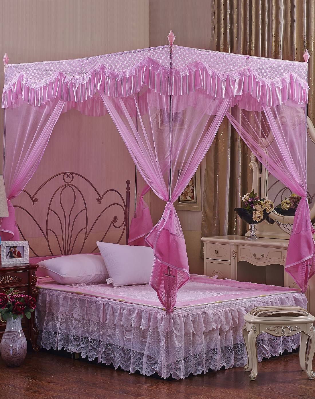 1.5m宫廷坐床式蚊帐-轻歌曼舞 粉红