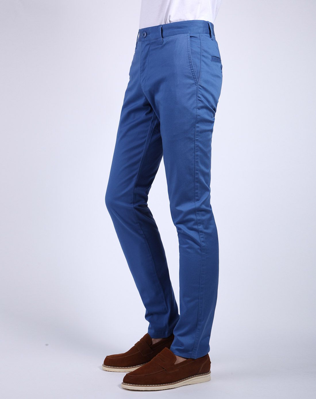 男款蓝色时尚弹力休闲裤