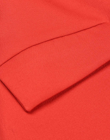 橘红色翻领纯色修身长款西装外套