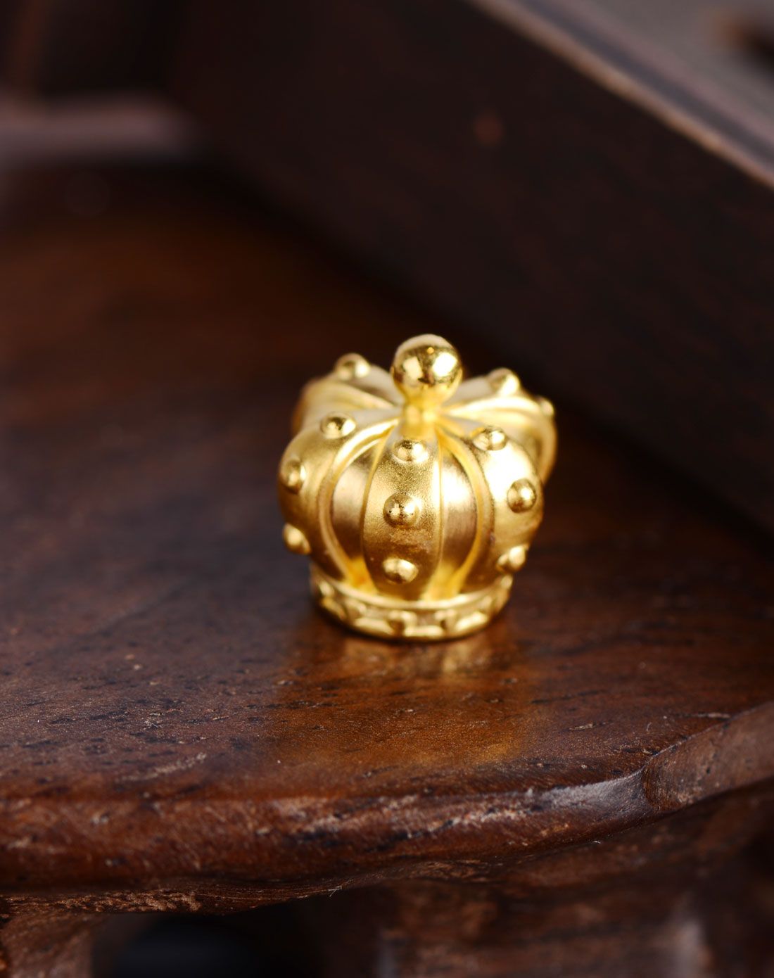 专柜同款3d硬千足金黄金吊坠路路通皇冠(1.1克)