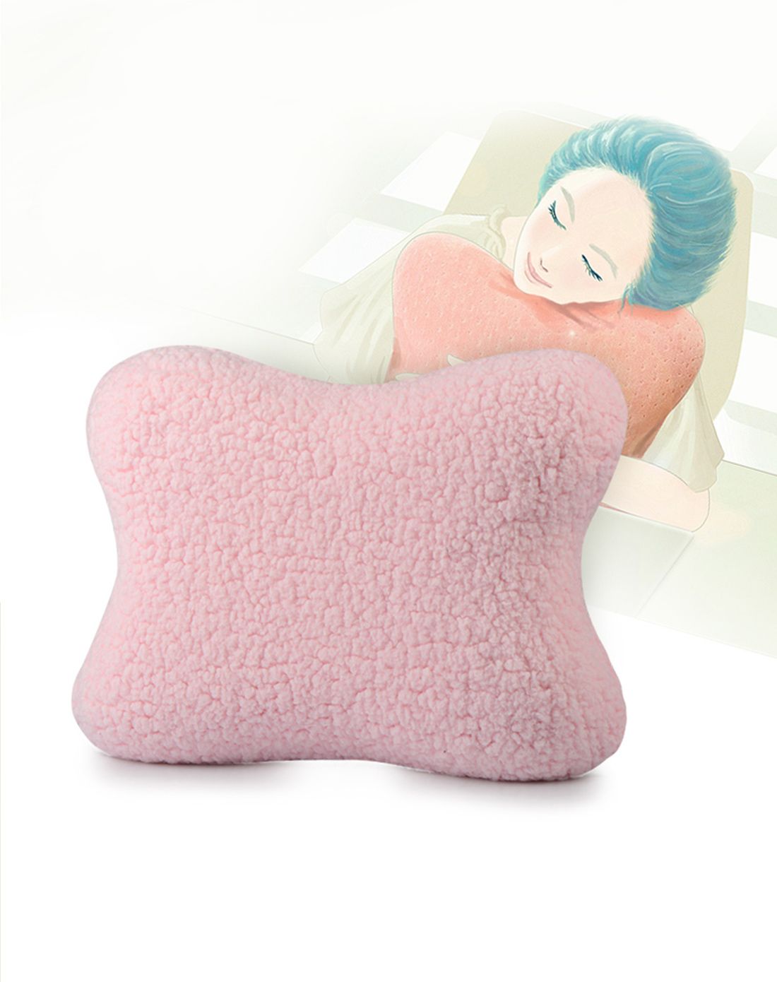 多功能抱抱枕 冬日羊羔绒款 樱花粉