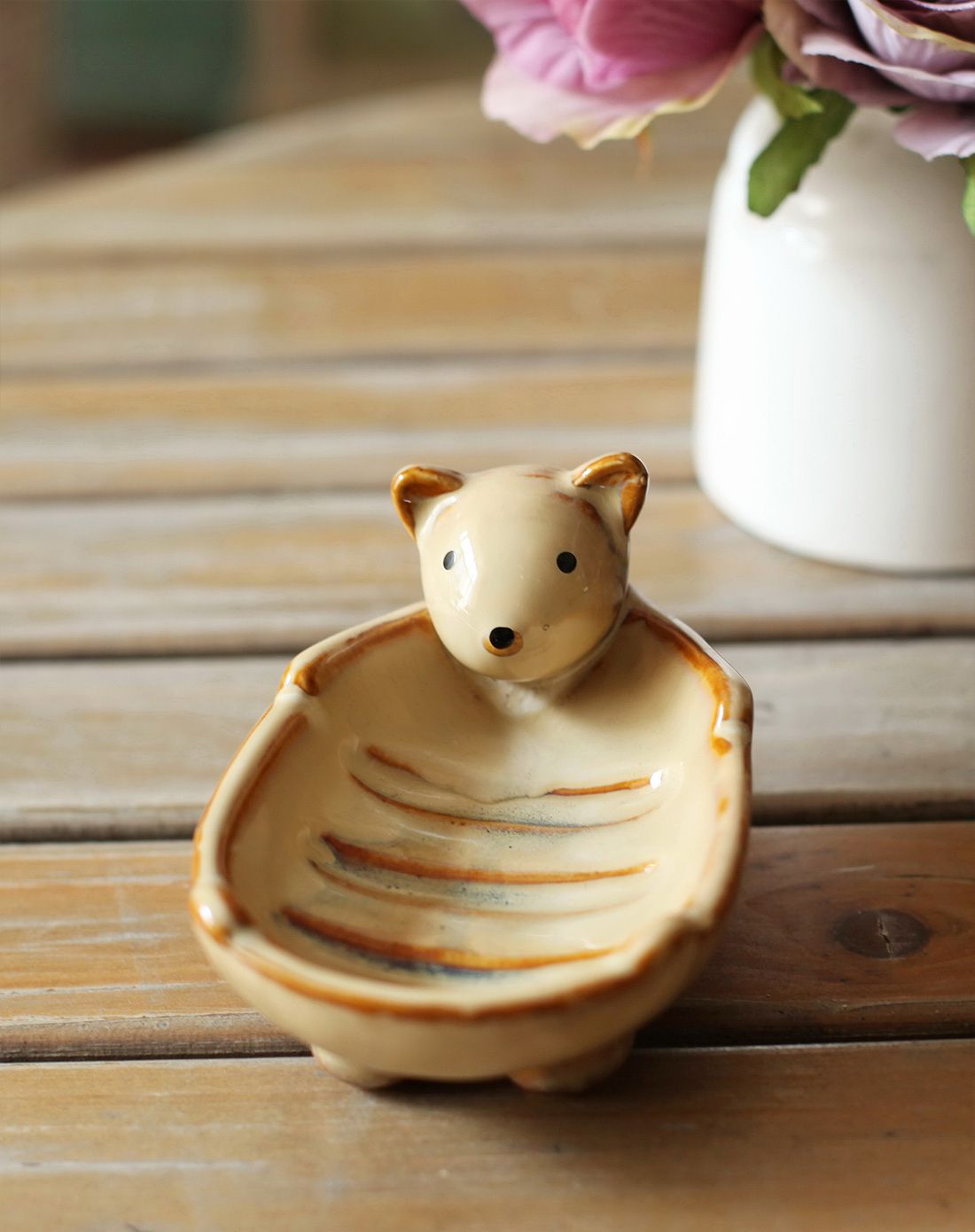 可爱小动物陶瓷香皂盒-收纳盘