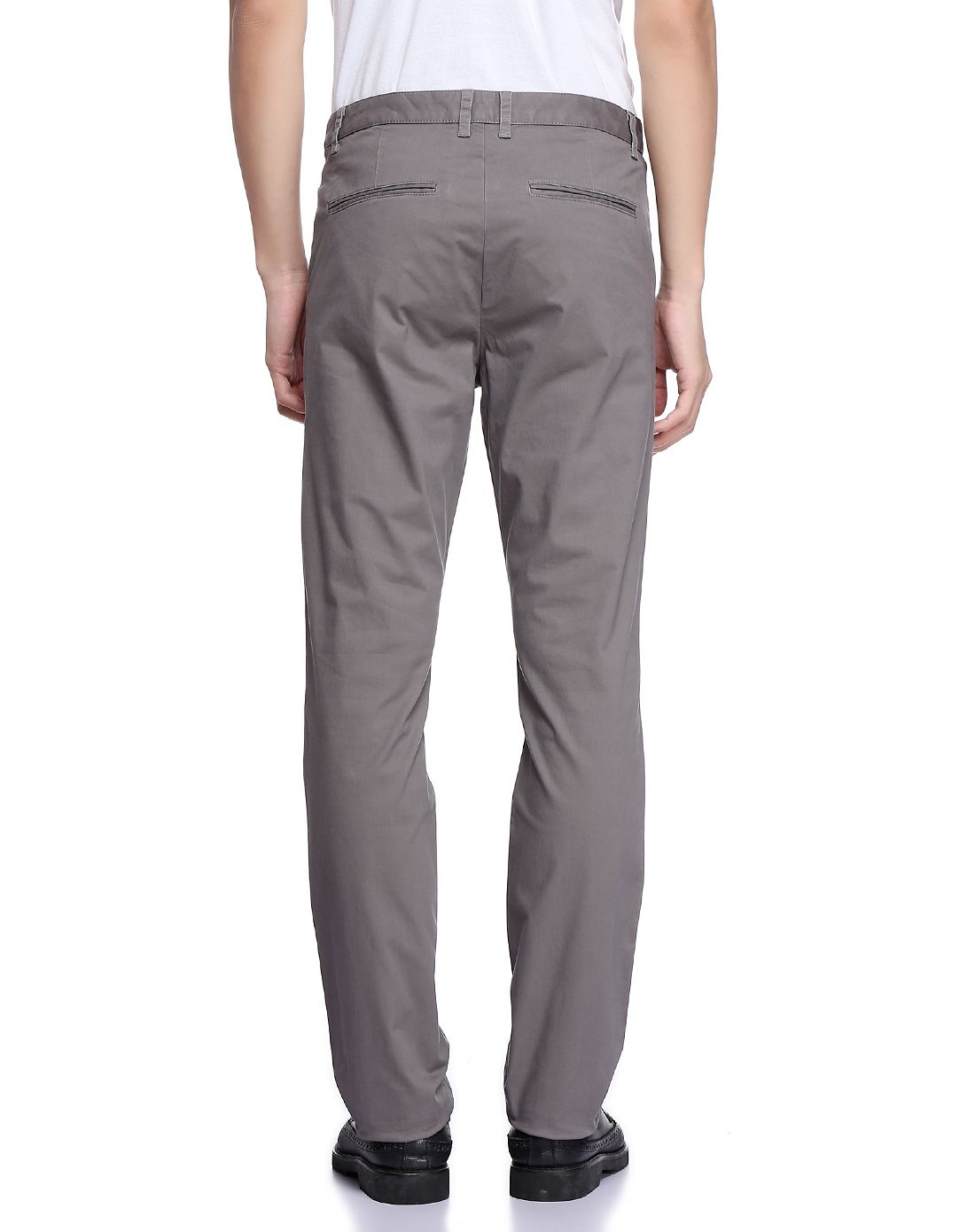 中灰色斜插袋休闲长裤