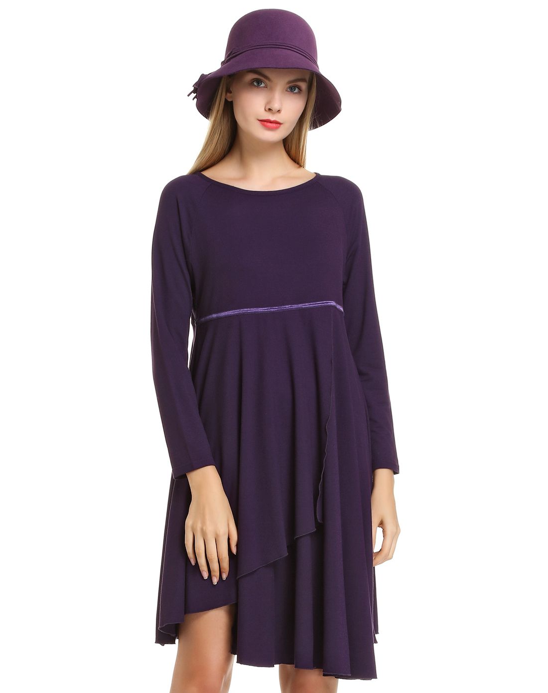 七色麻sissyme女装专场 紫色淑女俏丽连衣裙