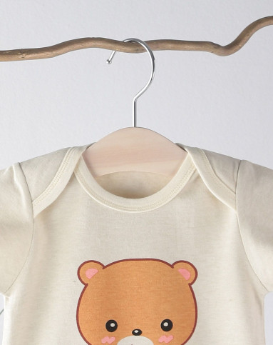 weekends婴童彩棉服饰专场婴童浅绿色彩棉短袖包屁衣(小熊)ntb1820964