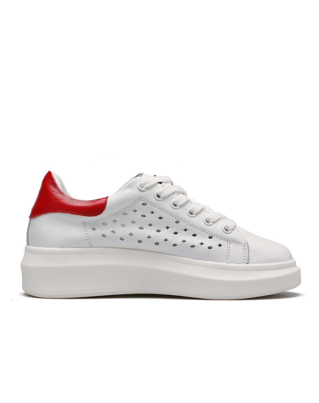 2016新款 白/红头层牛皮网格透气小白鞋