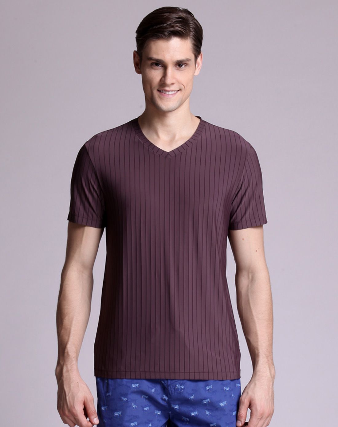 咖啡色美国杜邦锦纶冰丝高弹短袖