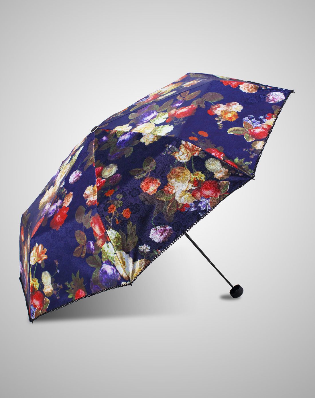 天堂伞 典雅色彩牡丹花纹三折遮阳伞