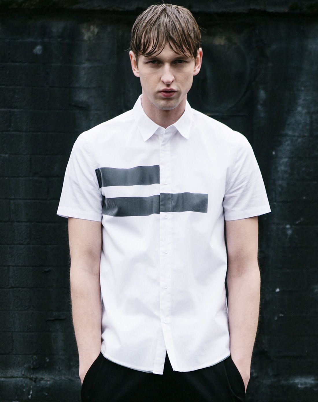 白色 欧美时尚短袖衬衫