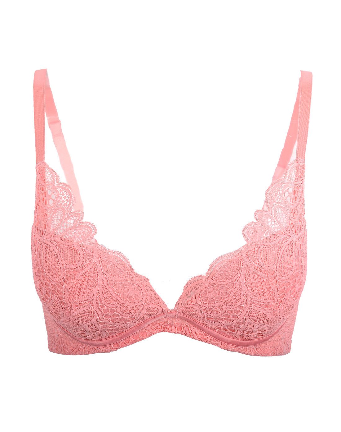 伊丝艾拉yiselle内衣专场粉色优雅蕾丝绣花3/4中厚杯文胸8724-r1_唯品