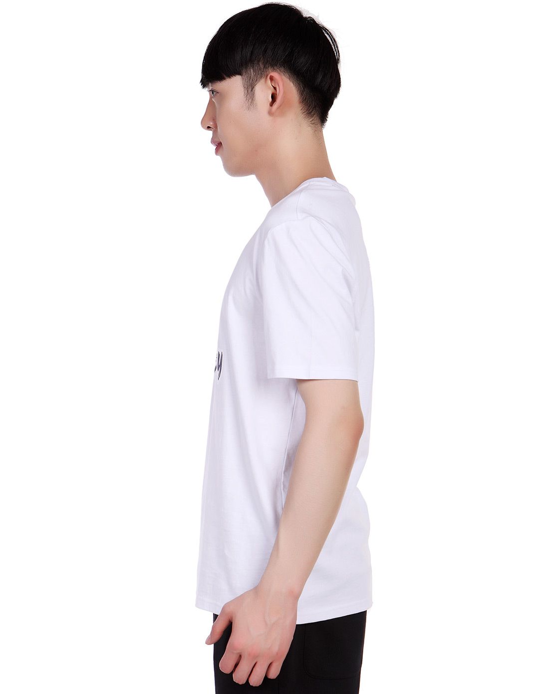 棉质 男式白色运动t恤 圆领运动短袖
