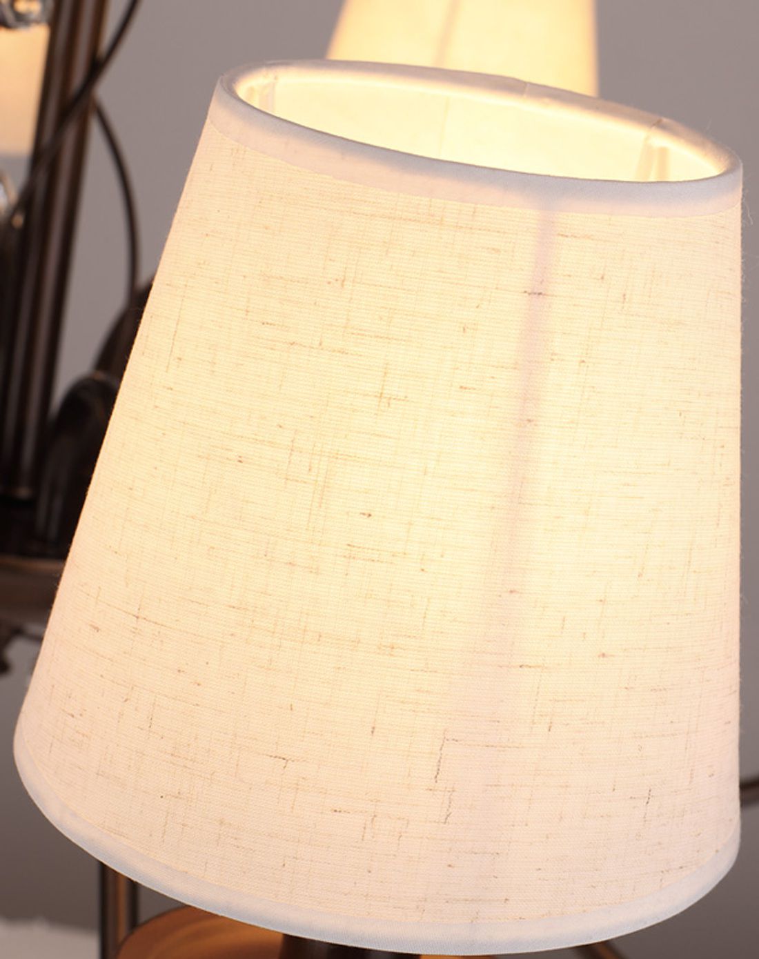 10头 美式创意餐厅吊灯 奶白色亚麻布灯罩